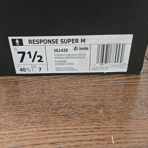 Adidas Response Super M Men's White and Black Running Shoes Size 7.5 - Picture 8 of 10